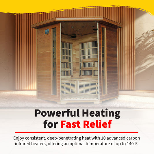 HeatWave Whistler 4-Person Corner Infrared Sauna | 10 Carbon Heaters