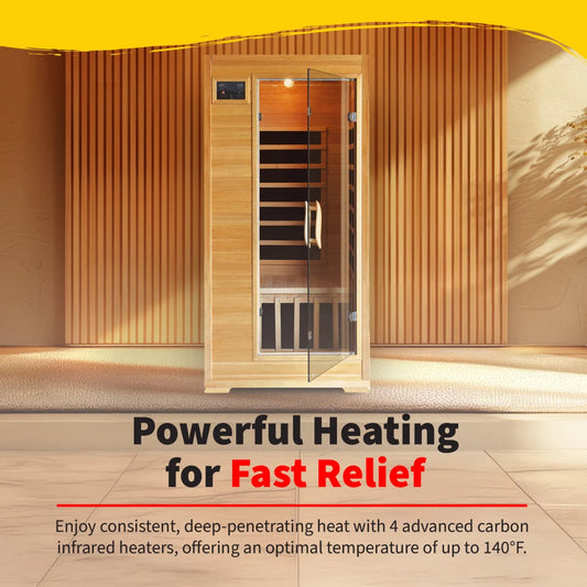 HeatWave Buena Vista 1-2 Person Infrared Sauna | 4 Carbon Heaters | Canadian Hemlock | SA2402