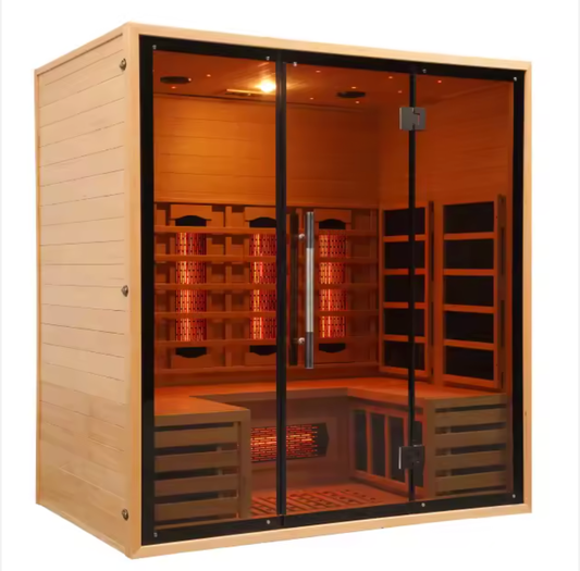 Large Luxury 4-Person Full-Spectrum Infrared Sauna – Hemlock Wood