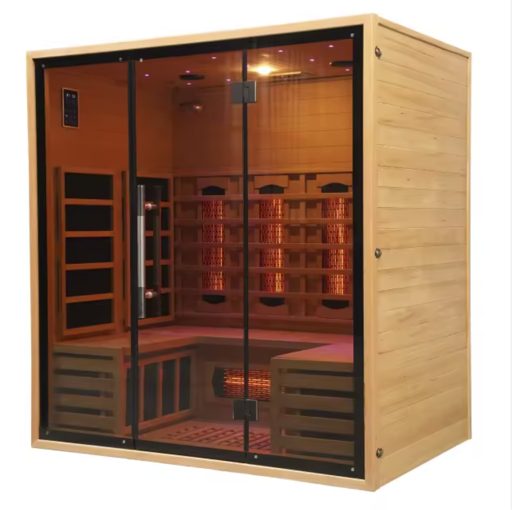 Large Luxury 4-Person Full-Spectrum Infrared Sauna – Hemlock Wood