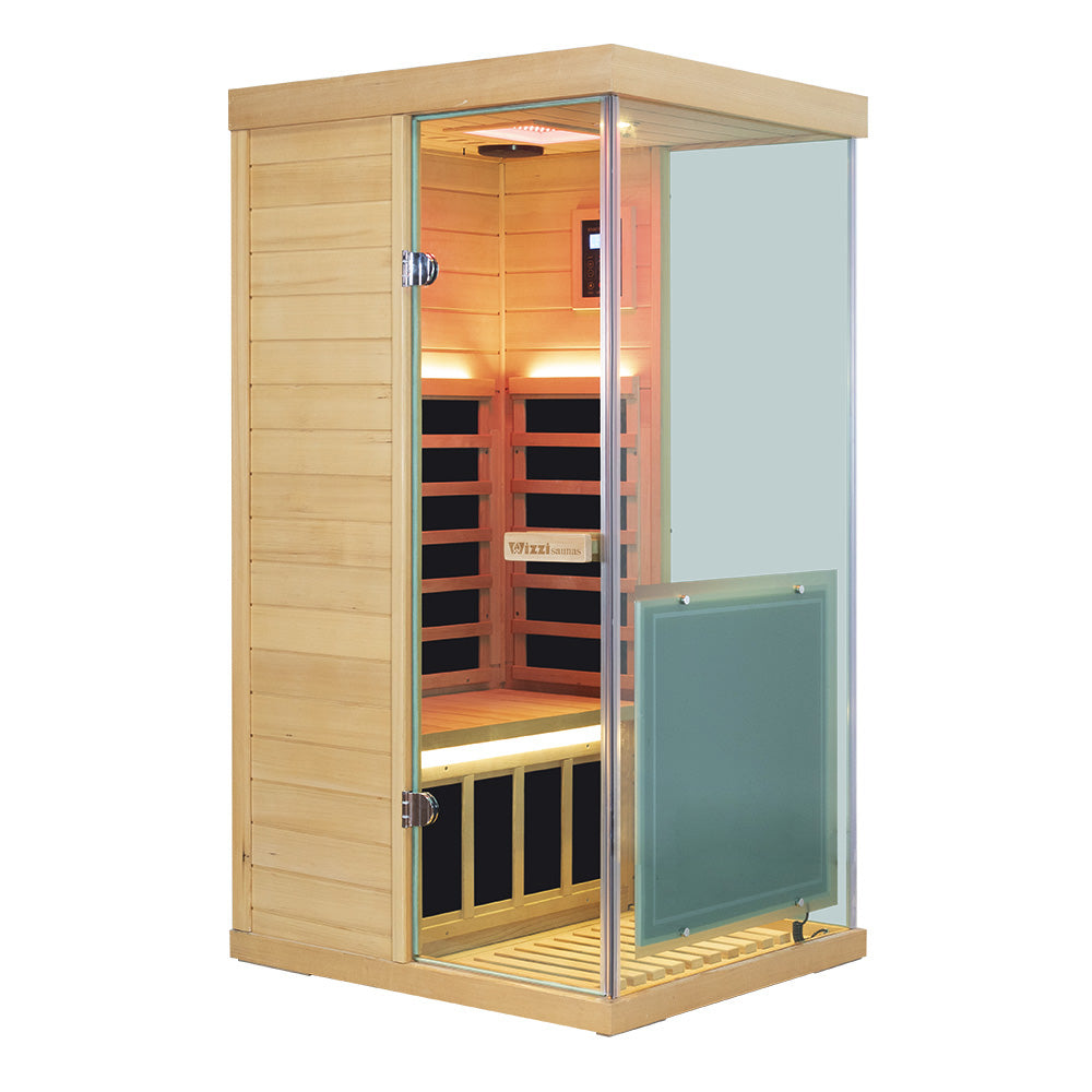 Wizzisaunas 909MHX-R | Full Spectrum Infrared Sauna 1 Person | Far Infrared + Mid-Infrared Lamp |  Hemlock  | Indoor Home Sauna (Copy)