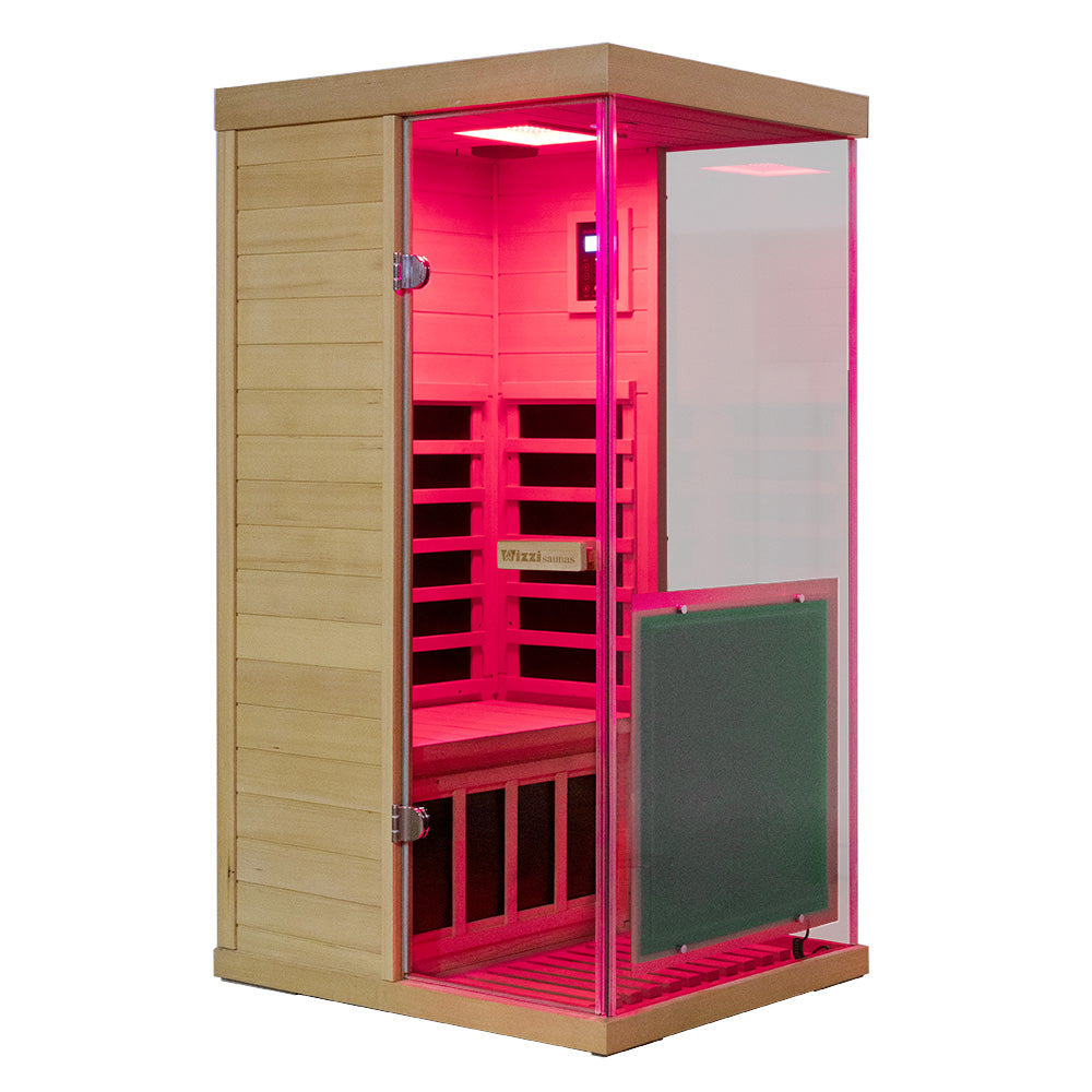 Wizzisaunas 909MHX-R | Full Spectrum Infrared Sauna 1 Person | Far Infrared + Mid-Infrared Lamp |  Hemlock  | Indoor Home Sauna (Copy)