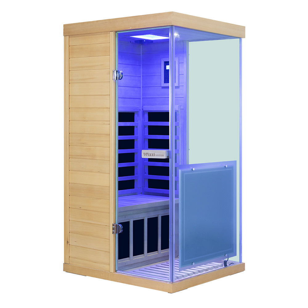 Wizzisaunas 909MHX-R | Full Spectrum Infrared Sauna 1 Person | Far Infrared + Mid-Infrared Lamp |  Hemlock  | Indoor Home Sauna (Copy)