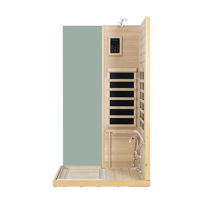 Wizzisaunas 909MHX-L | Full Spectrum Infrared Sauna 1 Person | Far Infrared + Mid-Infrared Lamp |  Hemlock  | Indoor Home Sauna