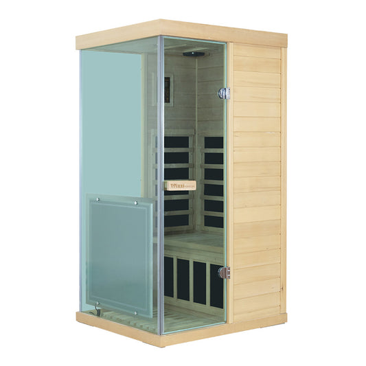 Wizzisaunas 909MHX-L | Full Spectrum Infrared Sauna 1 Person | Far Infrared + Mid-Infrared Lamp |  Hemlock  | Indoor Home Sauna