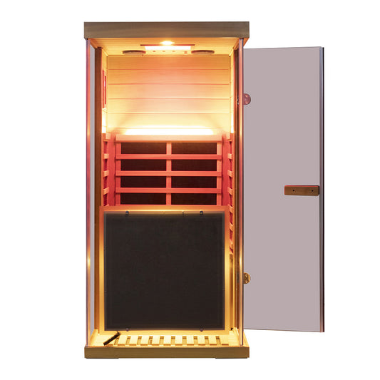 Wizzisaunas 909MRX-L | Full Spectrum Infrared Sauna for One Person | Far Infrared + Mid-Infrared Lamp |Red Cedar| Indoor Home Sauna