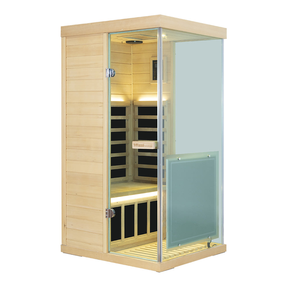 Wizzisaunas 909MHX-R | Full Spectrum Infrared Sauna 1 Person | Far Infrared + Mid-Infrared Lamp |  Hemlock  | Indoor Home Sauna (Copy)