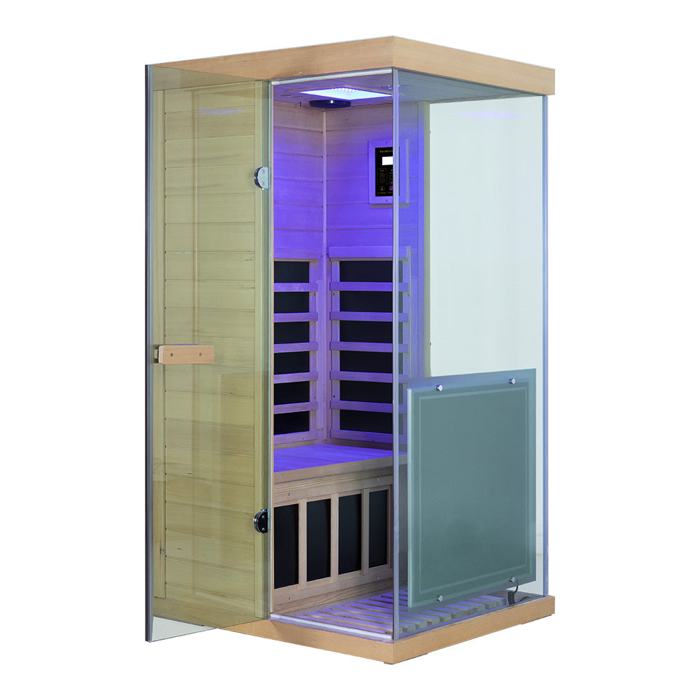 Wizzisaunas 909MHX-R | Full Spectrum Infrared Sauna 1 Person | Far Infrared + Mid-Infrared Lamp |  Hemlock  | Indoor Home Sauna (Copy)