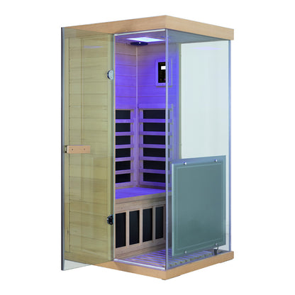 Wizzisaunas 909MHX-R | Full Spectrum Infrared Sauna 1 Person | Far Infrared + Mid-Infrared Lamp |  Hemlock  | Indoor Home Sauna (Copy)