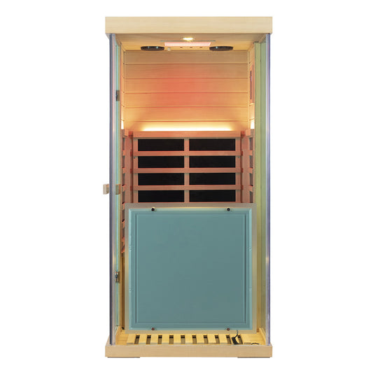 Wizzisaunas 909MHX-R | Full Spectrum Infrared Sauna 1 Person | Far Infrared + Mid-Infrared Lamp |  Hemlock  | Indoor Home Sauna (Copy)