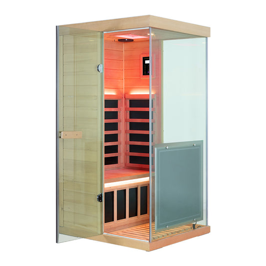 Wizzisaunas 909MHX-R | Full Spectrum Infrared Sauna 1 Person | Far Infrared + Mid-Infrared Lamp |  Hemlock  | Indoor Home Sauna (Copy)