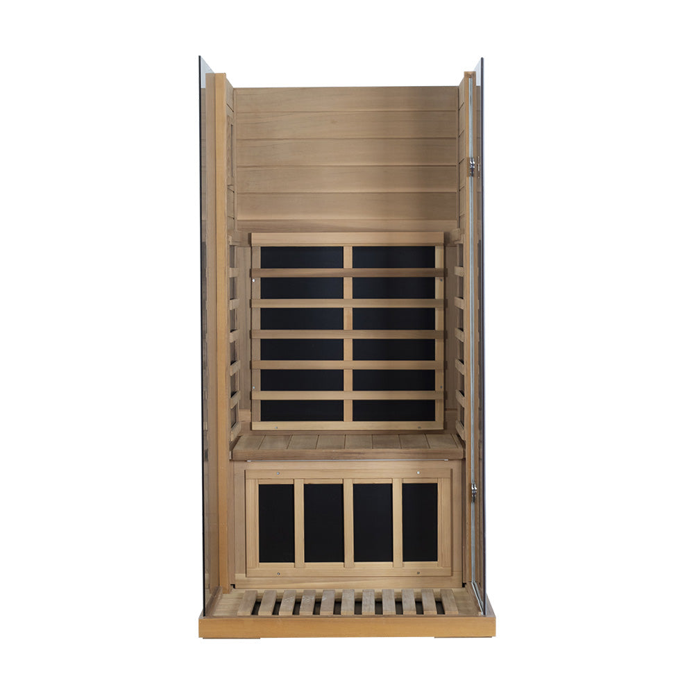 Wizzisaunas 909MRX-L | Full Spectrum Infrared Sauna for One Person | Far Infrared + Mid-Infrared Lamp |Red Cedar| Indoor Home Sauna