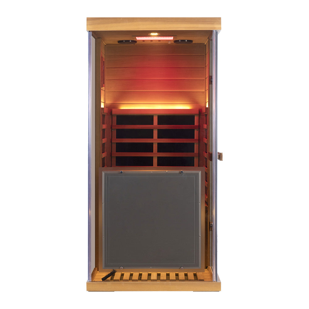 Wizzisaunas 909MRX-L | Full Spectrum Infrared Sauna for One Person | Far Infrared + Mid-Infrared Lamp |Red Cedar| Indoor Home Sauna