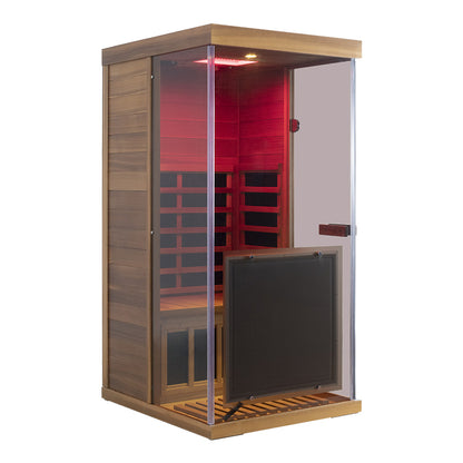 Wizzisaunas 909MRX-L | Full Spectrum Infrared Sauna for One Person | Far Infrared + Mid-Infrared Lamp |Red Cedar| Indoor Home Sauna