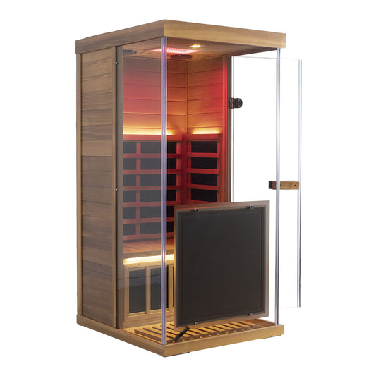 Wizzisaunas 909MRX-L | Full Spectrum Infrared Sauna for One Person | Far Infrared + Mid-Infrared Lamp |Red Cedar| Indoor Home Sauna