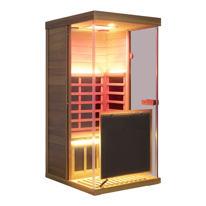 Wizzisaunas 909MRX-L | Full Spectrum Infrared Sauna for One Person | Far Infrared + Mid-Infrared Lamp |Red Cedar| Indoor Home Sauna