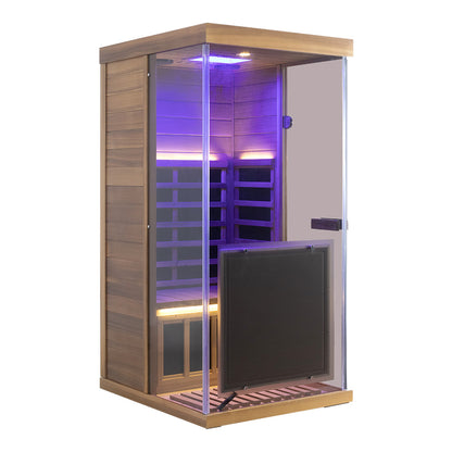 Wizzisaunas 909MRX-L | Full Spectrum Infrared Sauna for One Person | Far Infrared + Mid-Infrared Lamp |Red Cedar| Indoor Home Sauna