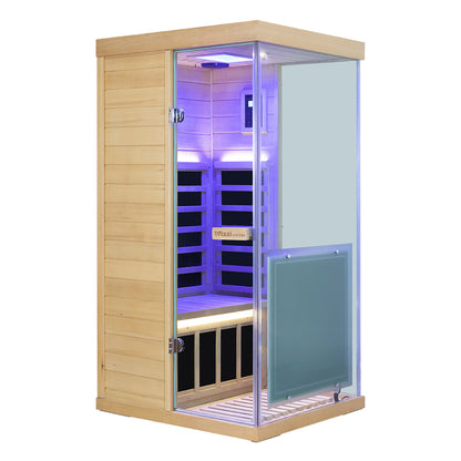 Wizzisaunas 909MHX-R | Full Spectrum Infrared Sauna 1 Person | Far Infrared + Mid-Infrared Lamp |  Hemlock  | Indoor Home Sauna (Copy)