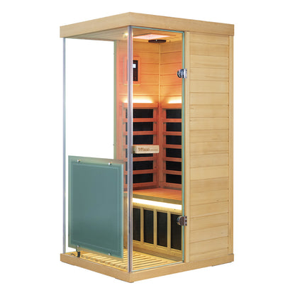 Wizzisaunas 909MHX-L | Full Spectrum Infrared Sauna 1 Person | Far Infrared + Mid-Infrared Lamp |  Hemlock  | Indoor Home Sauna