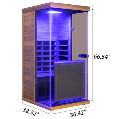 Wizzisaunas 909MRX-L | Full Spectrum Infrared Sauna for One Person | Far Infrared + Mid-Infrared Lamp |Red Cedar| Indoor Home Sauna