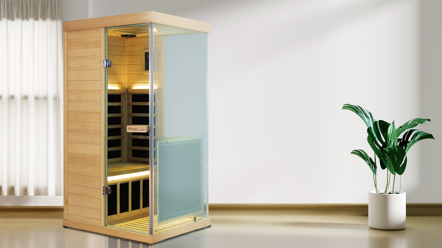 Wizzisaunas 909MHX-R | Full Spectrum Infrared Sauna 1 Person | Far Infrared + Mid-Infrared Lamp |  Hemlock  | Indoor Home Sauna (Copy)