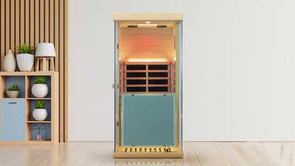 Wizzisaunas 909MHX-R | Full Spectrum Infrared Sauna 1 Person | Far Infrared + Mid-Infrared Lamp |  Hemlock  | Indoor Home Sauna (Copy)