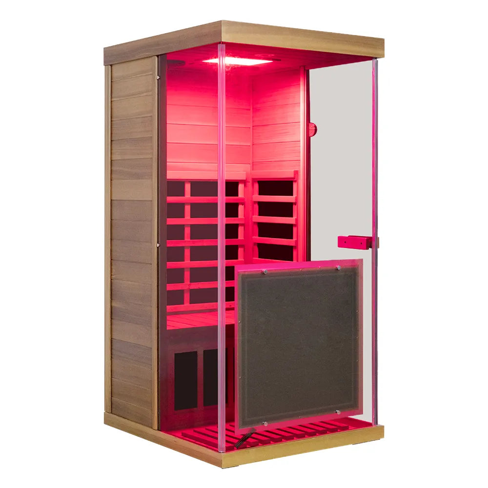 Wizzisaunas 909MRX-L | Full Spectrum Infrared Sauna for One Person | Far Infrared + Mid-Infrared Lamp |Red Cedar| Indoor Home Sauna