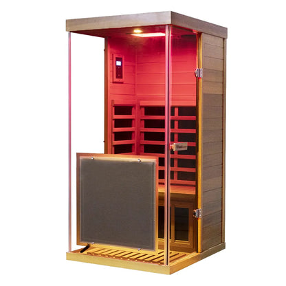 Wizzisaunas 909MRX-L | Full Spectrum Infrared Sauna for One Person | Far Infrared + Mid-Infrared Lamp |Red Cedar| Indoor Home Sauna