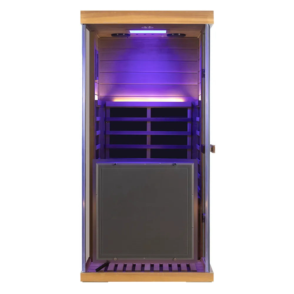Wizzisaunas 909MRX-L | Full Spectrum Infrared Sauna for One Person | Far Infrared + Mid-Infrared Lamp |Red Cedar| Indoor Home Sauna