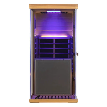 Wizzisaunas 909MRX-L | Full Spectrum Infrared Sauna for One Person | Far Infrared + Mid-Infrared Lamp |Red Cedar| Indoor Home Sauna