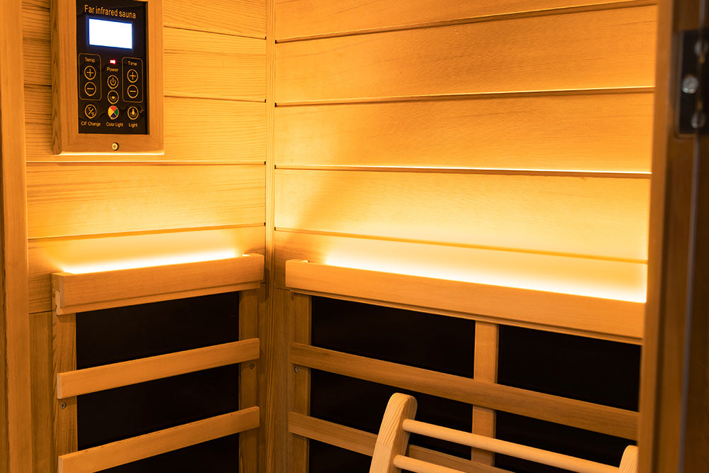 Wizzisaunas 909MRX-L | Full Spectrum Infrared Sauna for One Person | Far Infrared + Mid-Infrared Lamp |Red Cedar| Indoor Home Sauna