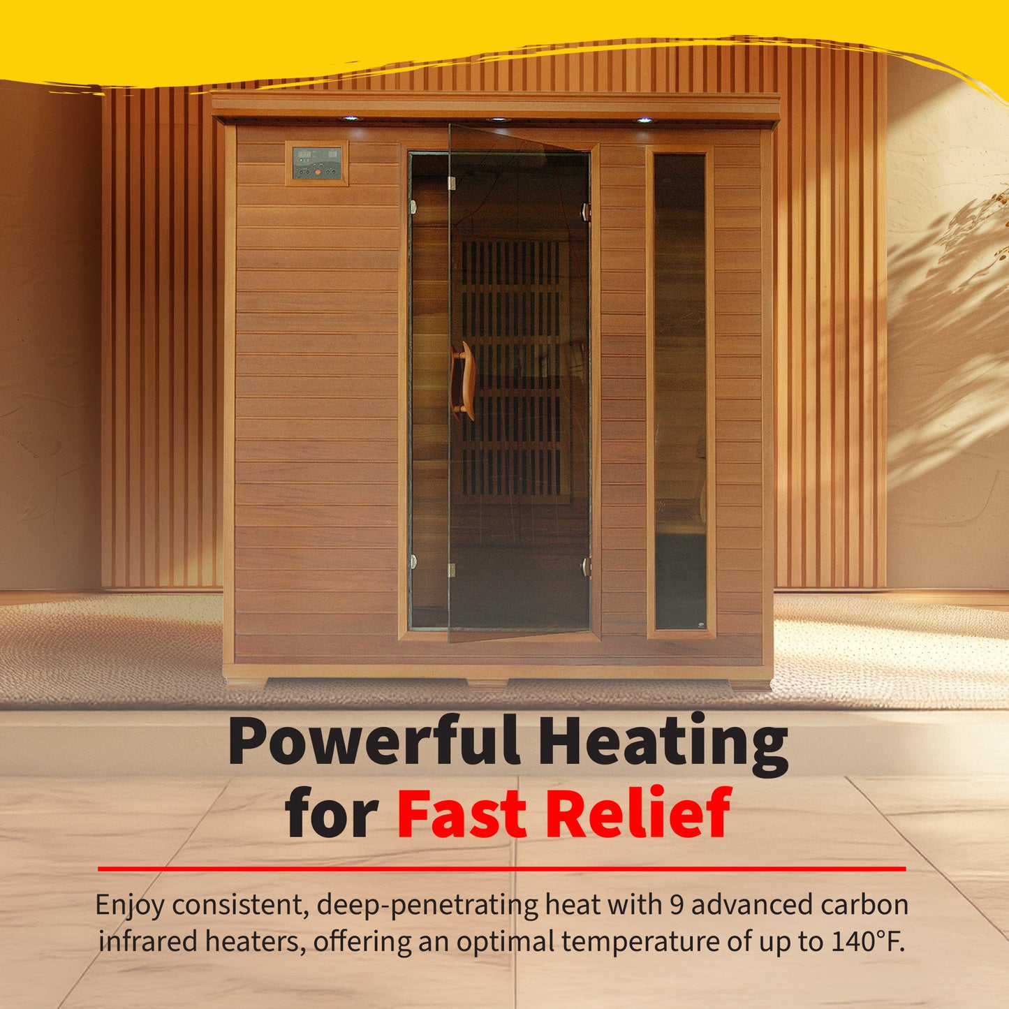 HeatWave Klondike 4-Person Cedar Infrared Sauna with 9 Low-EMF Carbon Heaters | 2370W | ETL Certified
