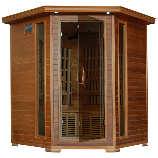 HeatWave Whistler 4-Person Corner Infrared Sauna | 10 Carbon Heaters