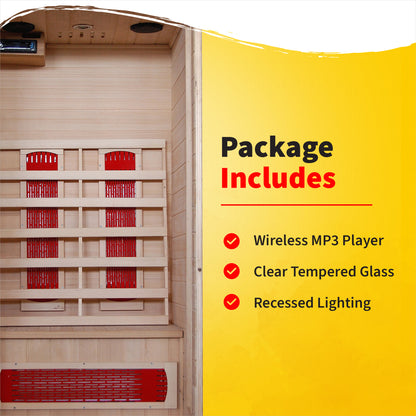 HeatWave Buena Vista 1–2 Person Hemlock Infrared Sauna with 3 Ceramic Heaters | SA2400