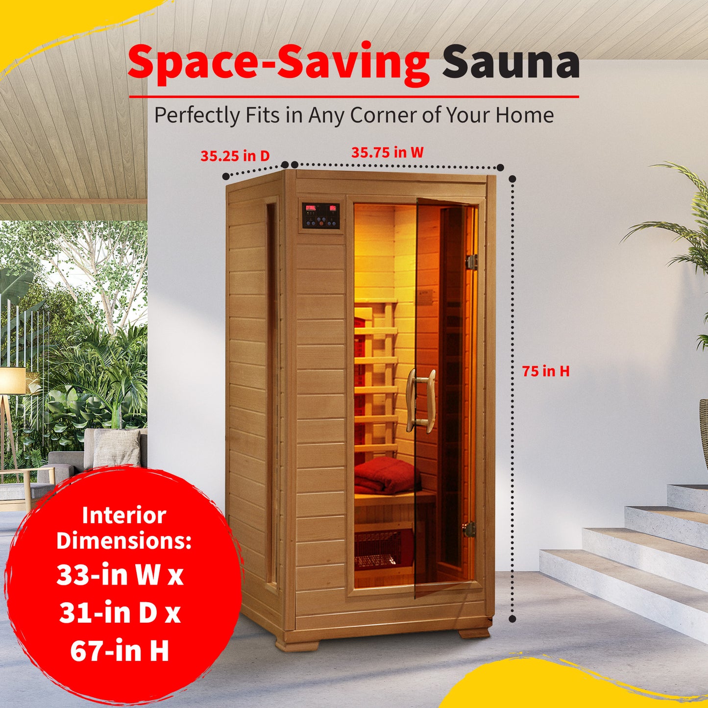 HeatWave Buena Vista 1–2 Person Hemlock Infrared Sauna with 3 Ceramic Heaters | SA2400