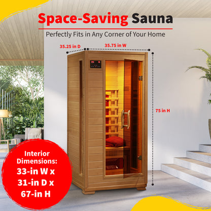 HeatWave Buena Vista 1–2 Person Hemlock Infrared Sauna with 3 Ceramic Heaters | SA2400