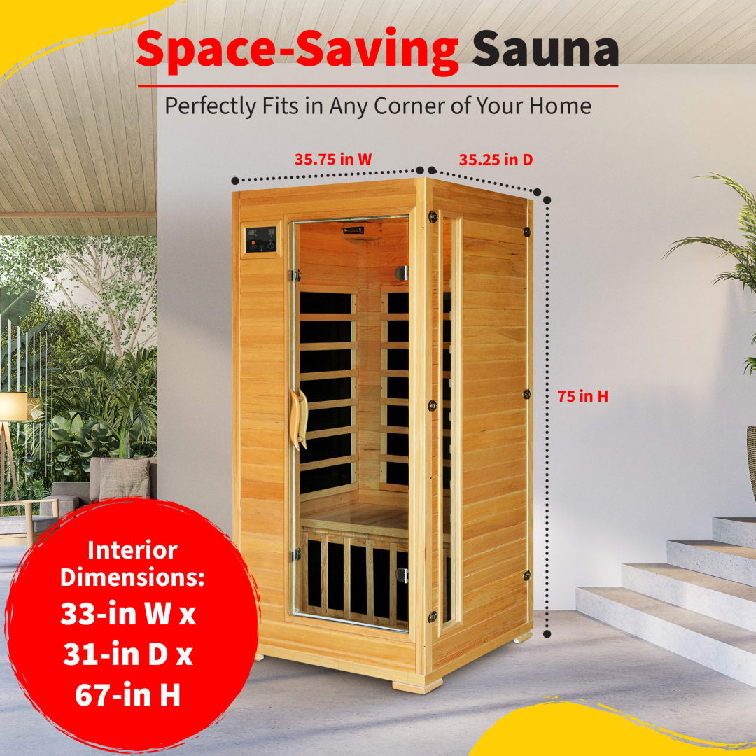 HeatWave Buena Vista 1-2 Person Infrared Sauna | 4 Carbon Heaters | Canadian Hemlock | SA2402