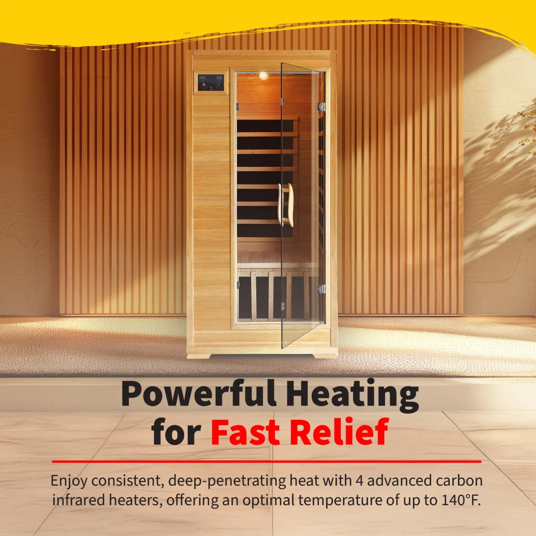 HeatWave Buena Vista 1-2 Person Infrared Sauna | 4 Carbon Heaters | Canadian Hemlock | SA2402