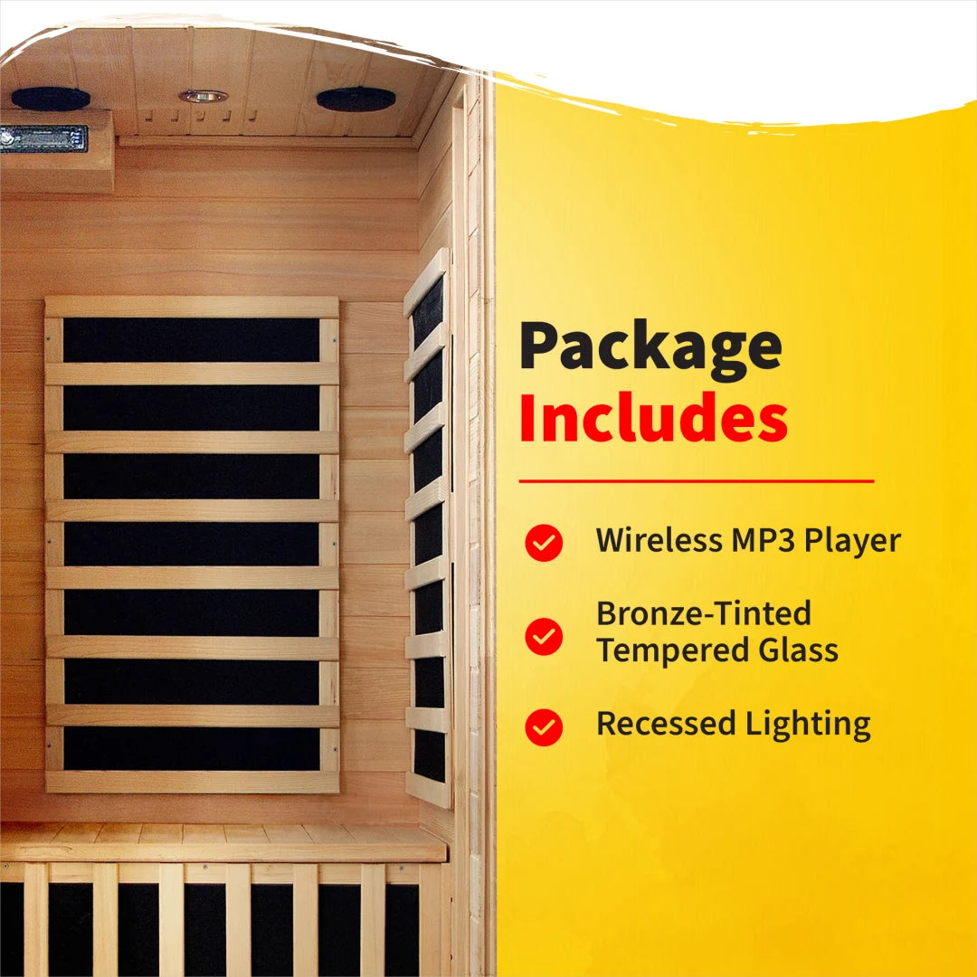 HeatWave Buena Vista 1-2 Person Infrared Sauna | 4 Carbon Heaters | Canadian Hemlock | SA2402