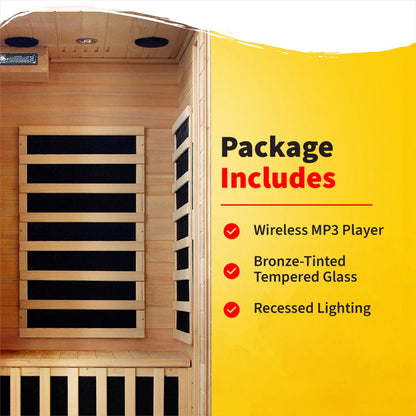 HeatWave Buena Vista 1-2 Person Infrared Sauna | 4 Carbon Heaters | Canadian Hemlock | SA2402
