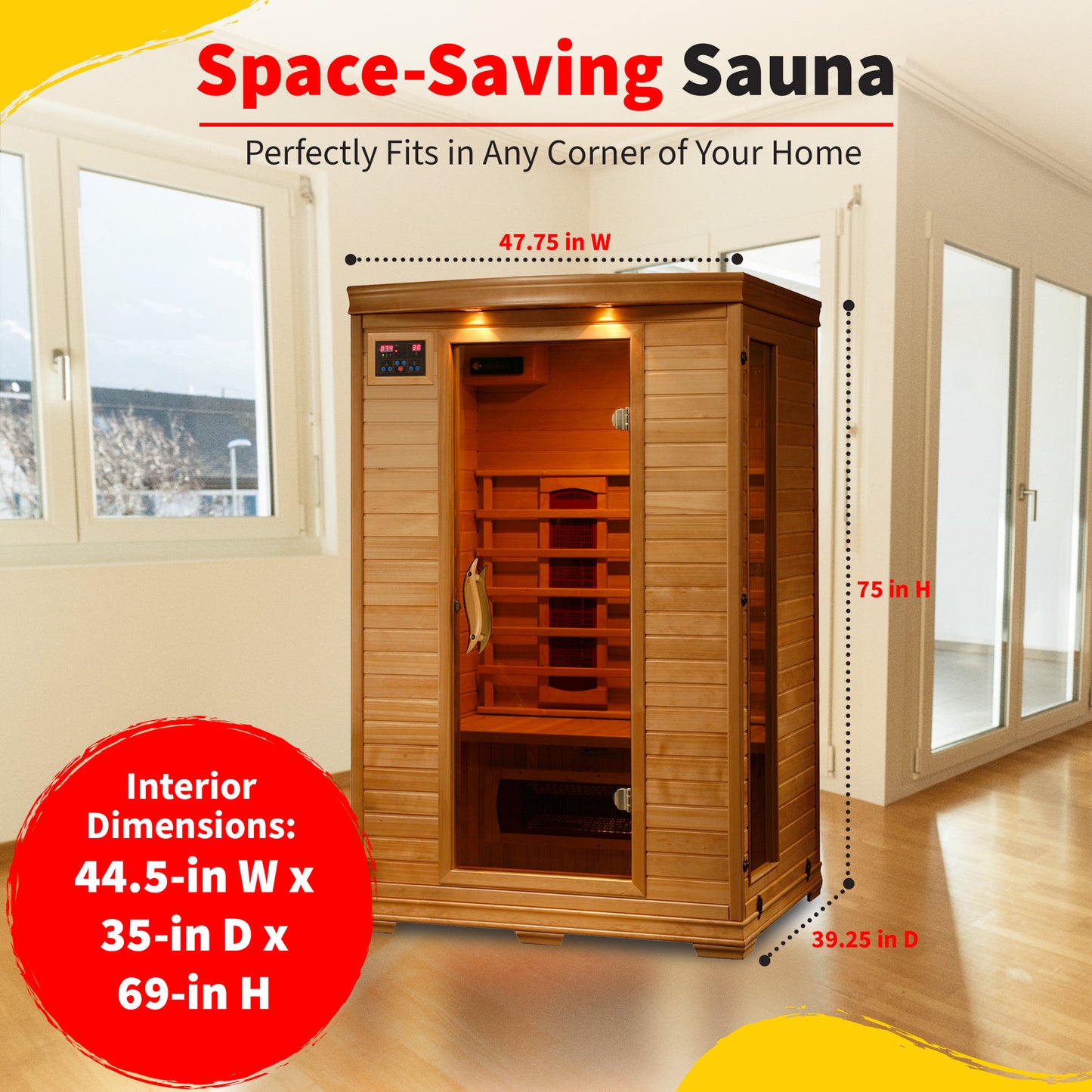 HeatWave Coronado 2-Person Hemlock Infrared Sauna with 5 Ceramic Heaters | SA2406