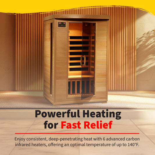 HeatWave Coronado 2-Person Infrared Sauna | 6 Carbon Heaters | Chromotherapy | Canadian Hemlock SA2409