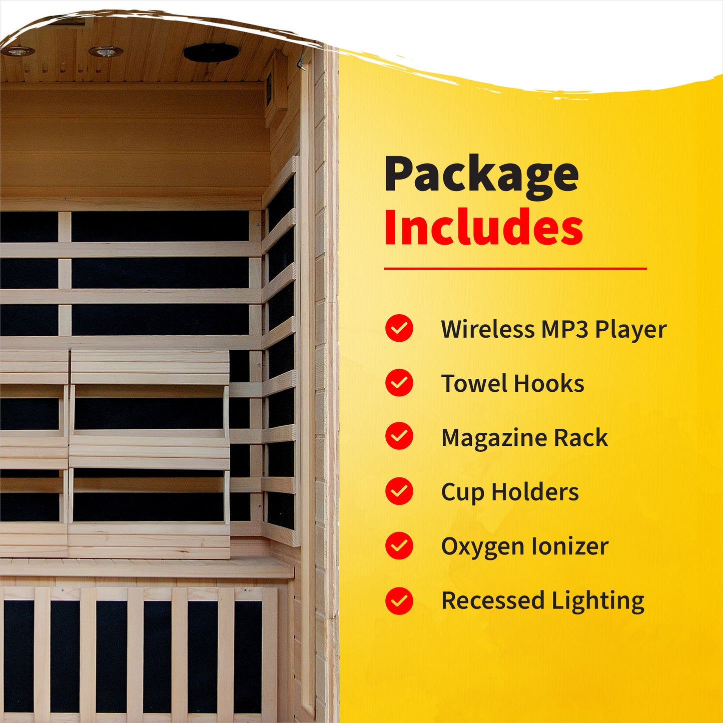 HeatWave Coronado 2-Person Infrared Sauna | 6 Carbon Heaters | Chromotherapy | Canadian Hemlock SA2409