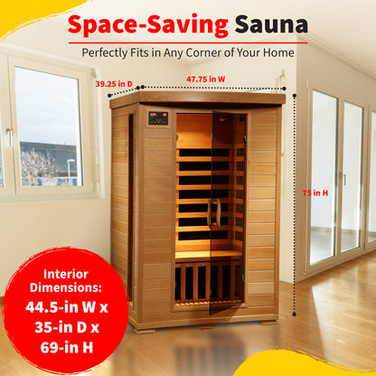 HeatWave Coronado 2-Person Infrared Sauna | 6 Carbon Heaters | Chromotherapy | Canadian Hemlock SA2409