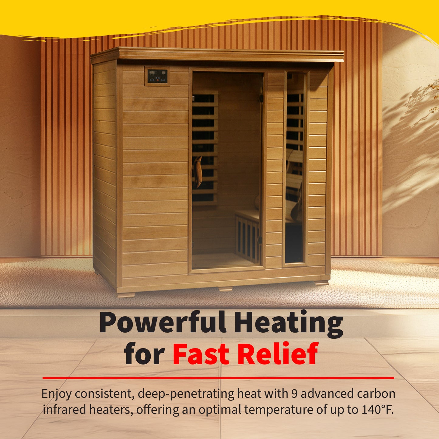 HeatWave | Monticello 4-Person Hemlock Infrared Sauna | 9 Carbon Heaters | SA2418