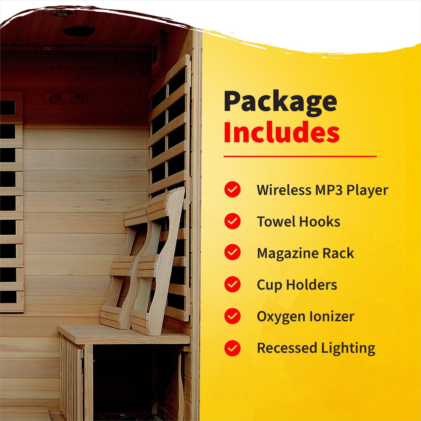 HeatWave | Monticello 4-Person Hemlock Infrared Sauna | 9 Carbon Heaters | SA2418