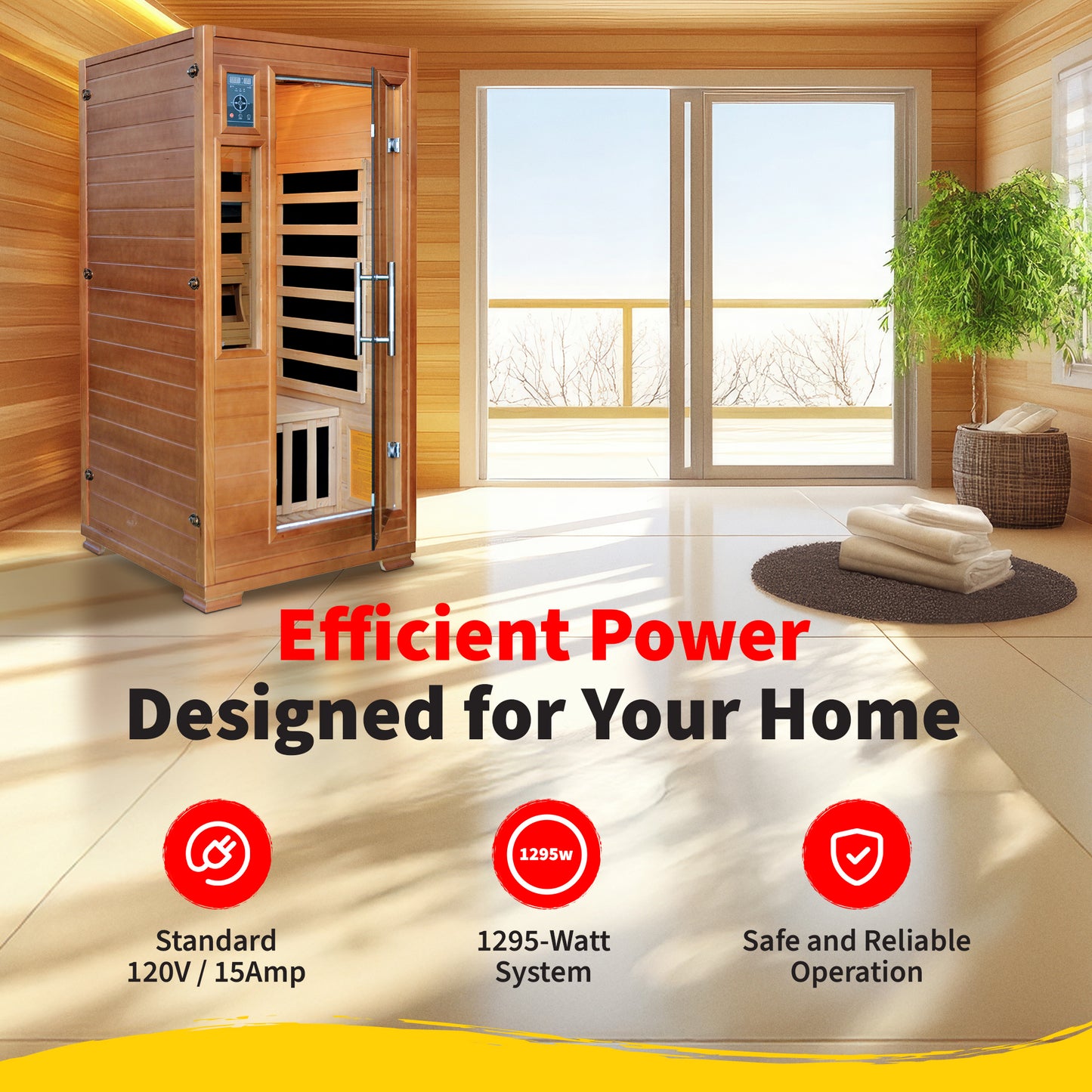 HeatWave | Majestic 1-2 Person Hemlock Infrared Sauna | 5 Carbon Heaters | SA3202