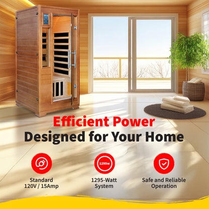 HeatWave | Majestic 1-2 Person Hemlock Infrared Sauna | 5 Carbon Heaters | SA3202