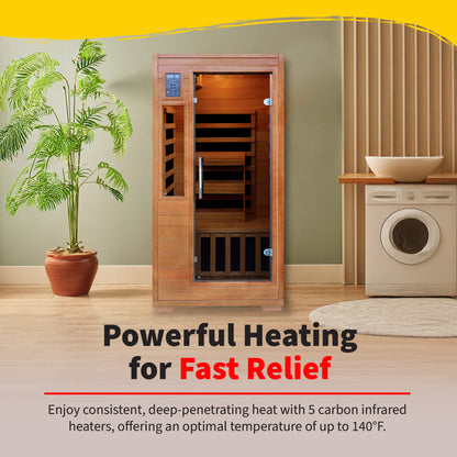HeatWave | Majestic 1-2 Person Hemlock Infrared Sauna | 5 Carbon Heaters | SA3202