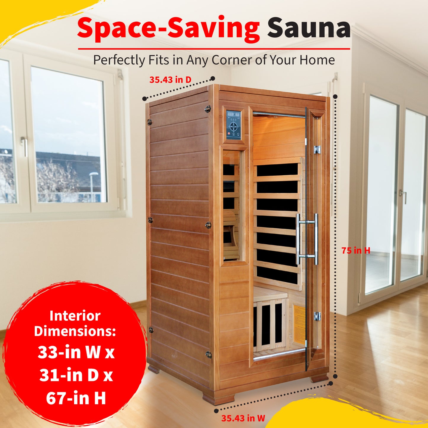 HeatWave | Majestic 1-2 Person Hemlock Infrared Sauna | 5 Carbon Heaters | SA3202